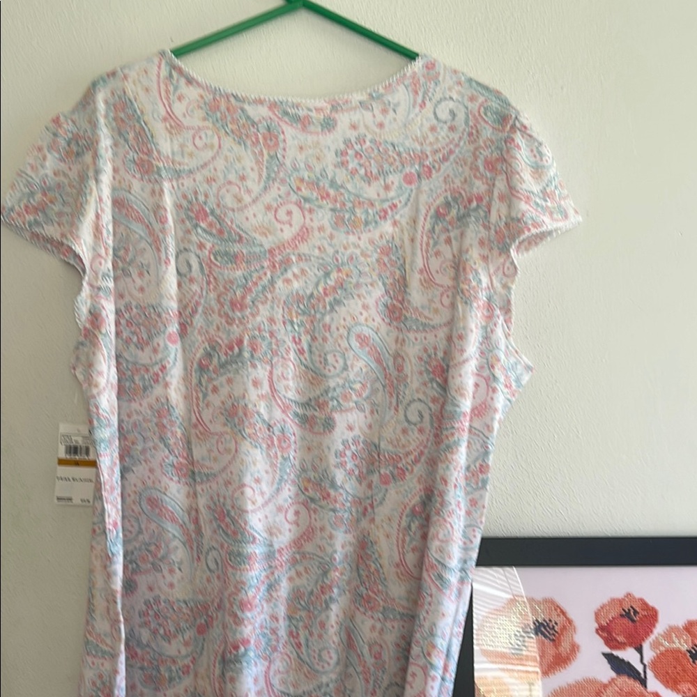 Miss Elaine Women's Paisley Nightgown - Pink and Blue - Picture 8 of 10